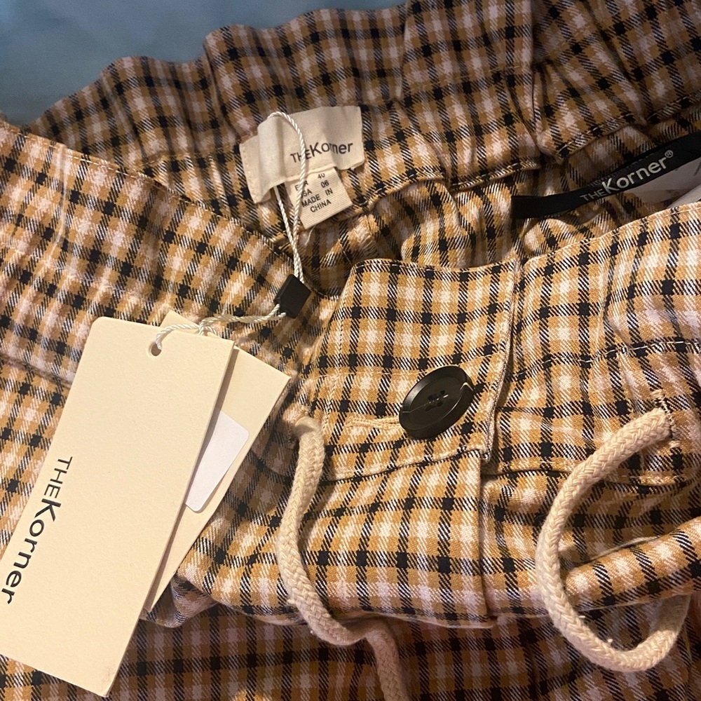 Women's Plaid Trousers - Brown